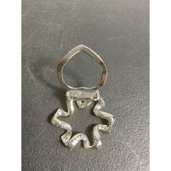 Silver Rhinestone Scarf Ring Holder Vintage Starburst Design Decorative - Picture 4 of 6